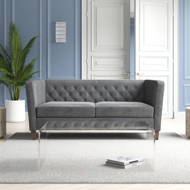 Rubio 73.29'' Velvet Flared Arm Sofa, Gray Velvet