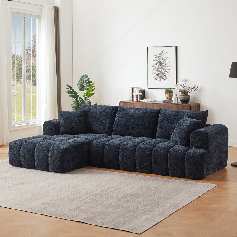 Canapé modulaire surdimensionné en L Chenille, design minimaliste, canapé-lit confortable pour les salons, les appartements et les espaces de réception