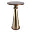 Table d'appoint moderne en métal avec plateau en pierre et base conique, idéale pour un coin lecture - Table d'appoint contemporaine au profil étroit pour le salon - 63,5 cm, couleur or et beige
