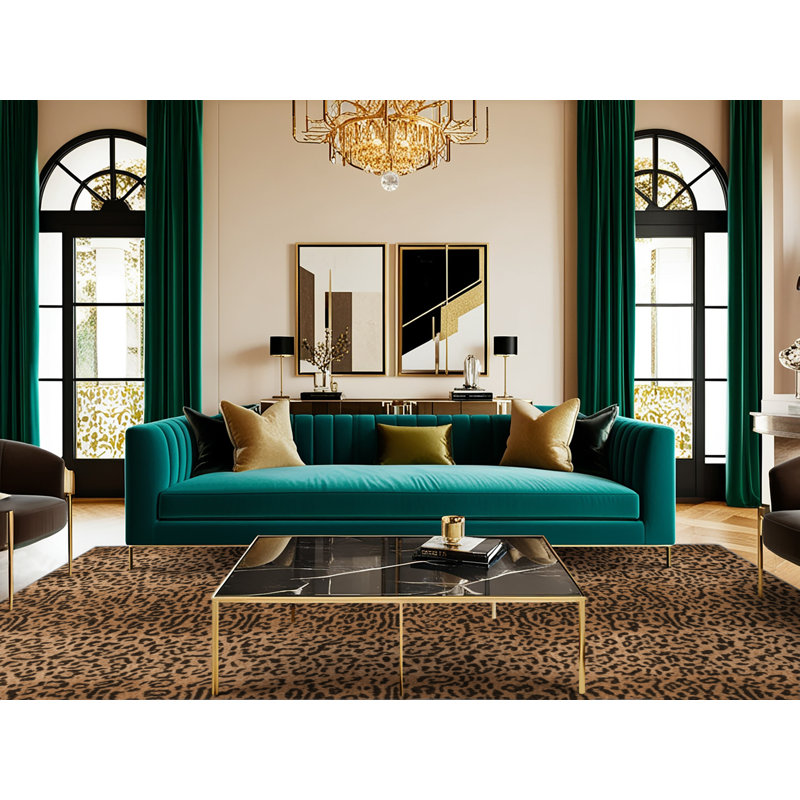 Washable Indo Chinese Leopard Big Cats Area Rug