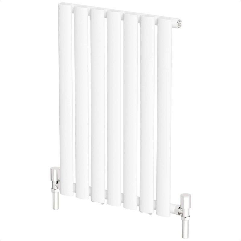 iBathUK Princia Horizontal Single Oval Panel Radiator, White, 600cm H x 420cm W x 55cm D