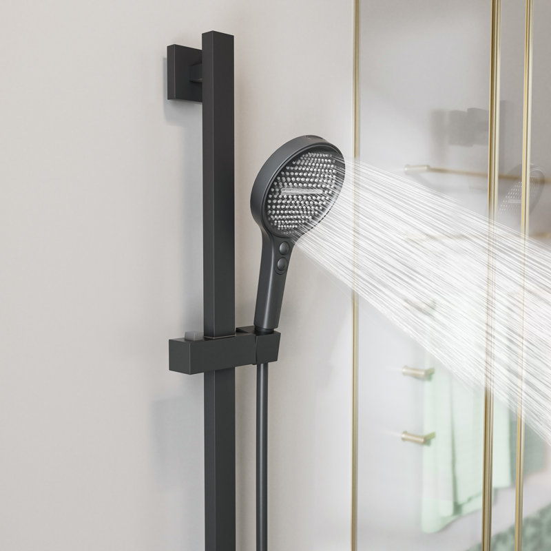 Bathroom Faucet Set With Round Handheld Shower, Brushed Gold