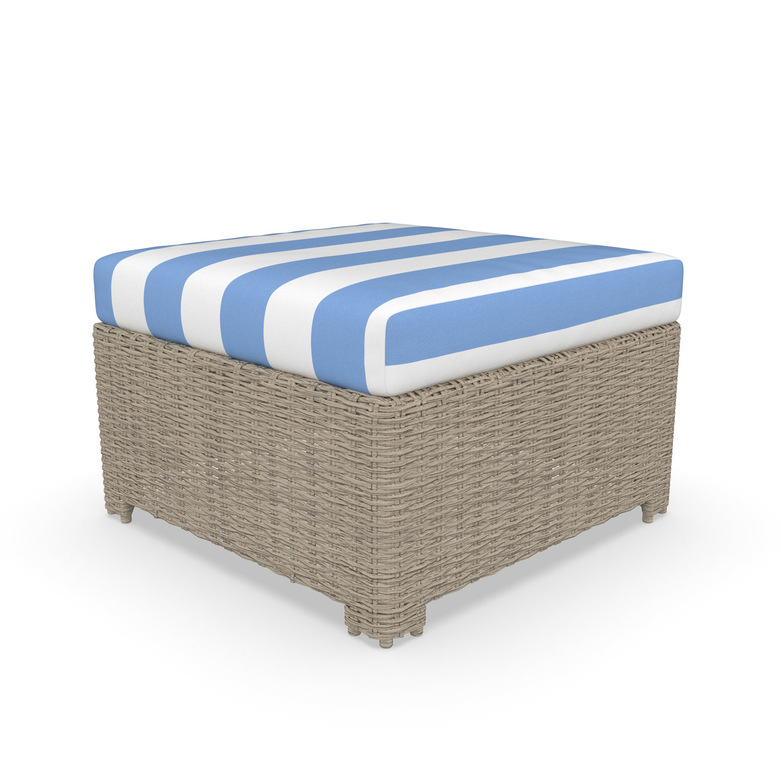 Outdoor Ottoman With Sunbrella Cushions, Refuge Ocean