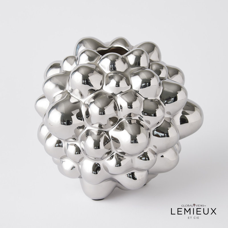 Bubble Vase, 6.75" H x 7" W x 7" D, Bright Silver