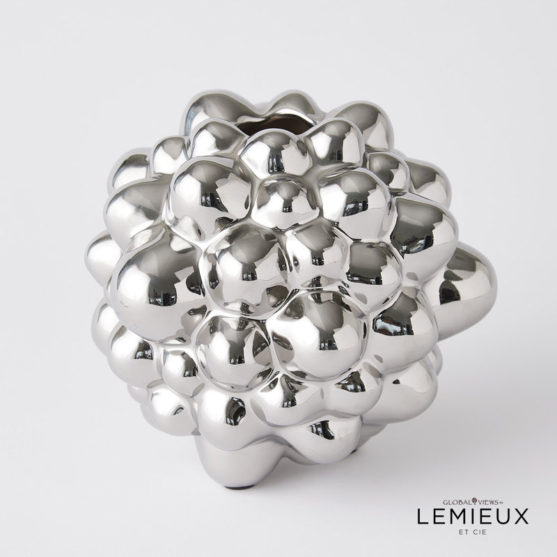 Bubble Vase, 6.75" H x 7" W x 7" D, Bright Silver