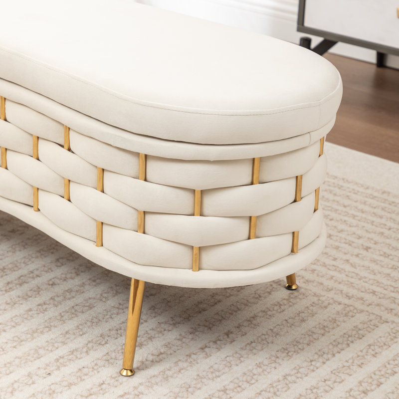 Cristen Upholstered Flip Top Storage Bench, Beige