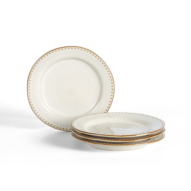 Stone Lain Comet 4-Piece Salad Plate Set Stoneware, Cream