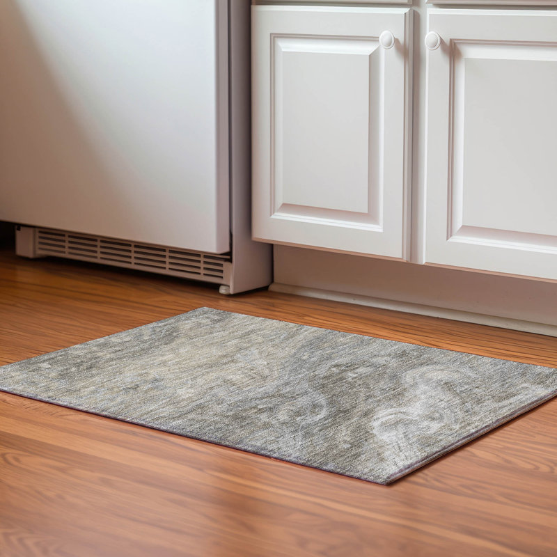 Tapis taupe Cerrito AMF599 lavable à la machine de qualité supérieure, Rectangle 1 pi 8 po x 2 pi 6 po