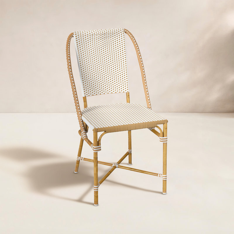 Tobias Outdoor Rattan Dining Chair, White/Beige