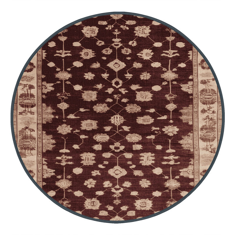 Tapis noir surteint lavable à la machine, Rond 8 pi