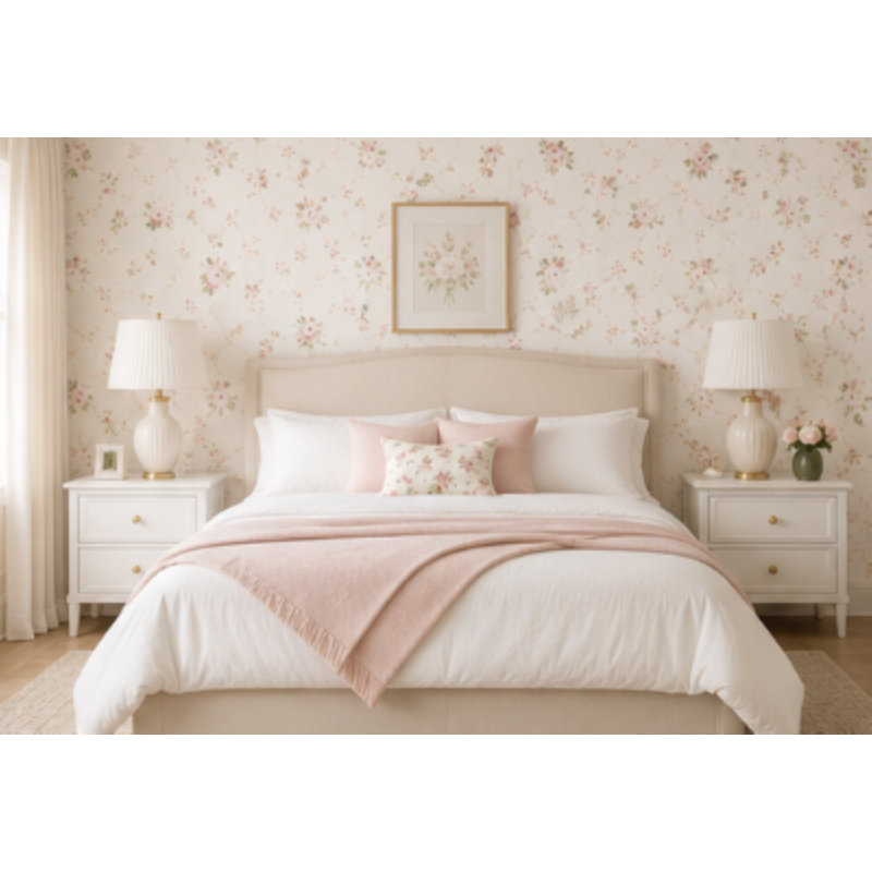 Rouleau de papier peint L 32,7 pi x l 20,5 po Stockard, Rose clair