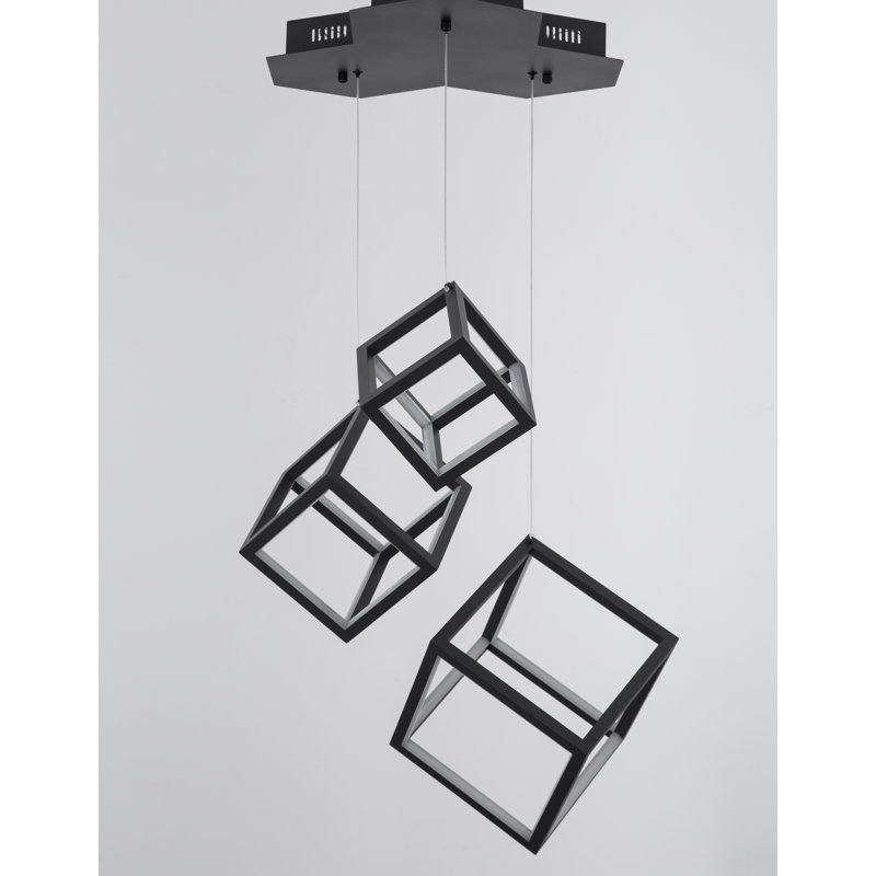 3 - Light LED Cluster Pendant, Black