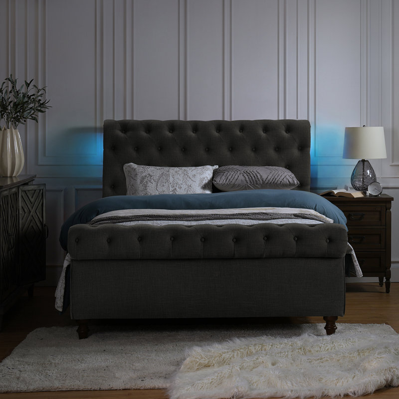 Lit plateforme tapissier Eldredge, Grand, Gris anthracite