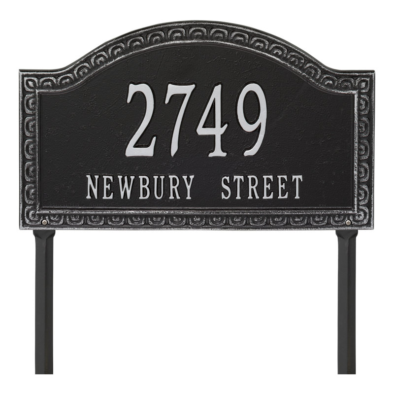 Penhurst Personalized Grande 2-Line Lawn Address Sign, Yes, Black/Silver