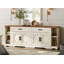 Grande armoire de rangement de style campagnard moderne de 82,7 po avec portes de grange et finition en écorce d'arbre résistante aux rayures Laziza-1605262118