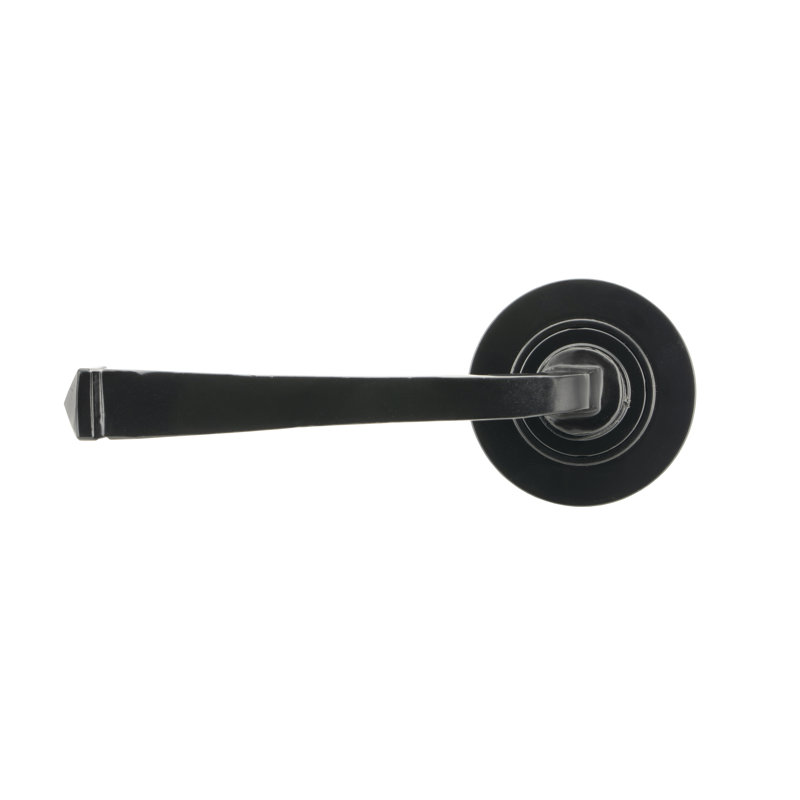Avon Round Lever on Rose Set (Plain), Black