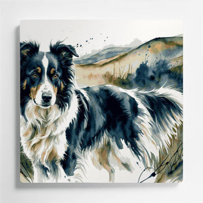 Dogs Border Collie Beige Metal Wall Art