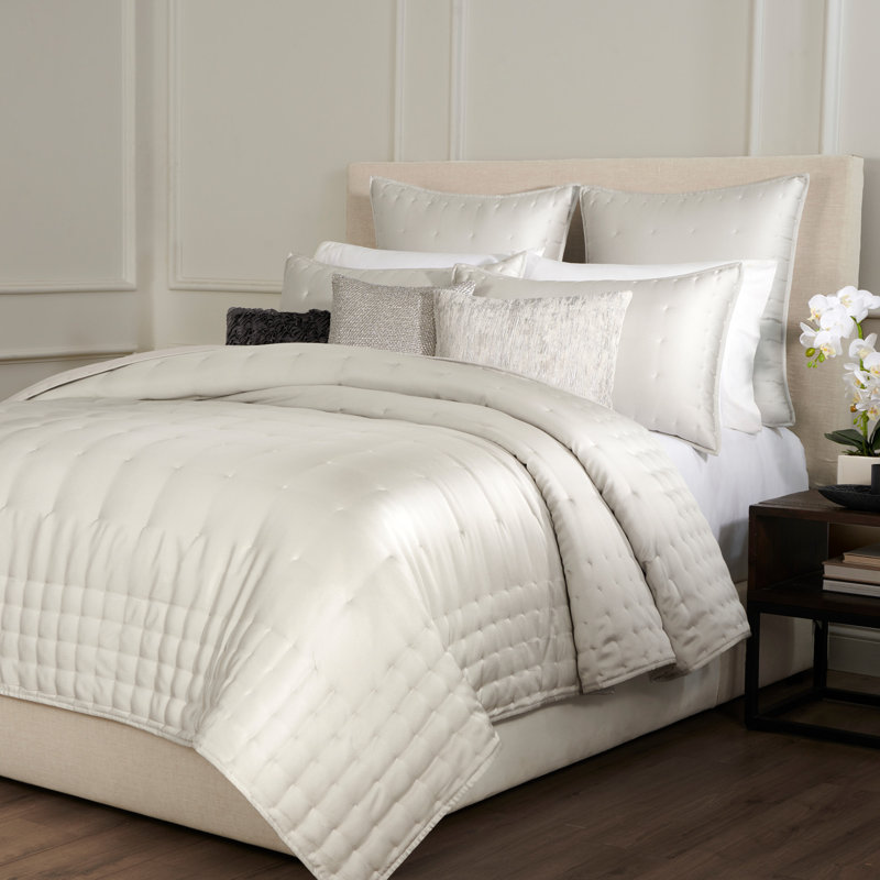 Donna Karan Home Hammered Silk Pillow Sham, Euro, Gray