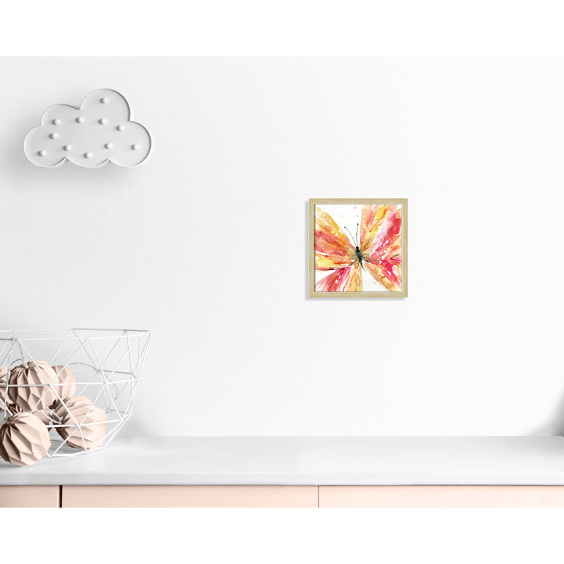 «Butterfly Flying II», art encadré, H 12 po x l 12 po x P 1,18 po, Cadre champagne