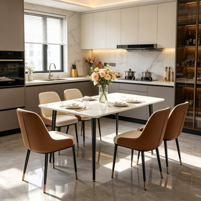 Funke Stone Top Metal Base Dining Table