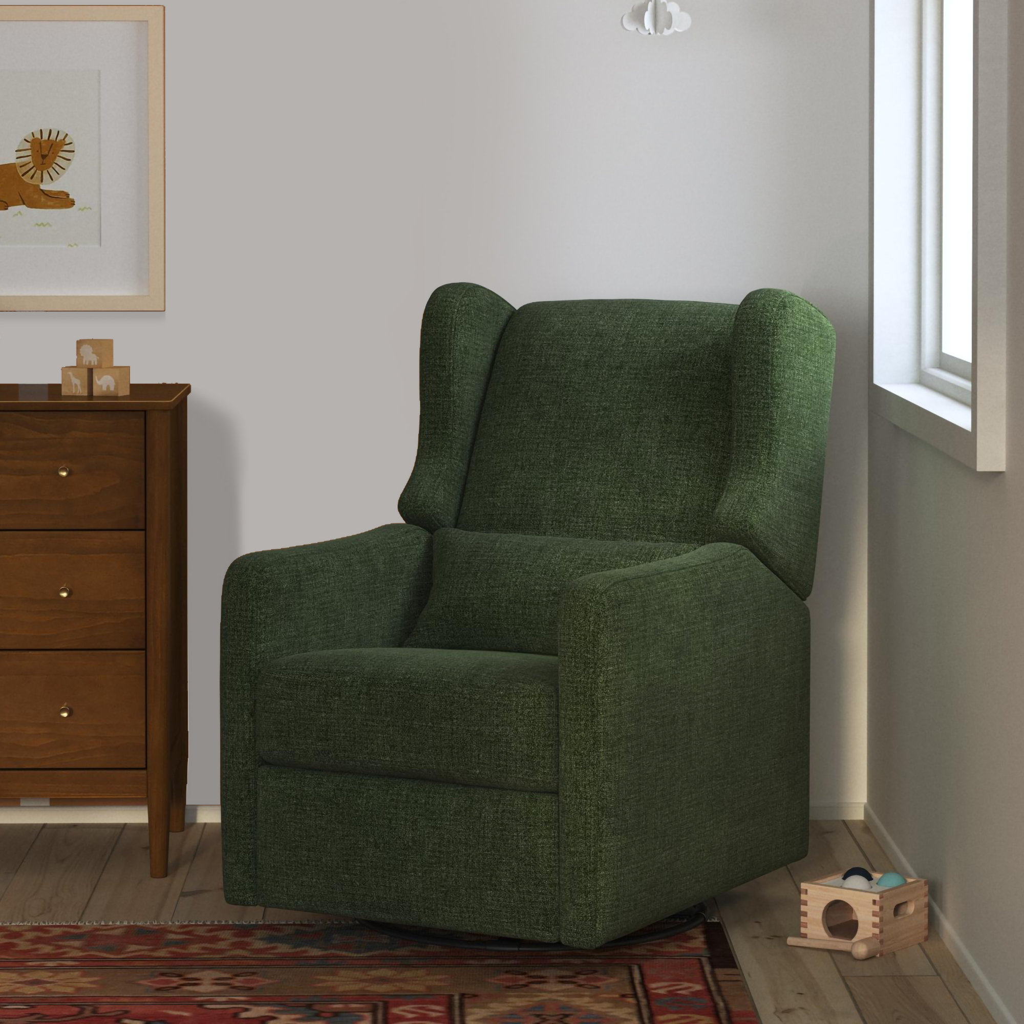 Arlo Recliner and Swivel Glider, Performance Green Polyester Blend