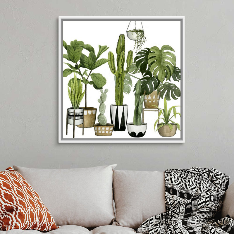 «Plant Haven I», art mural sur toile, Toile avec cadre blanc, H 36 po x l 36 po x P 1,75 po