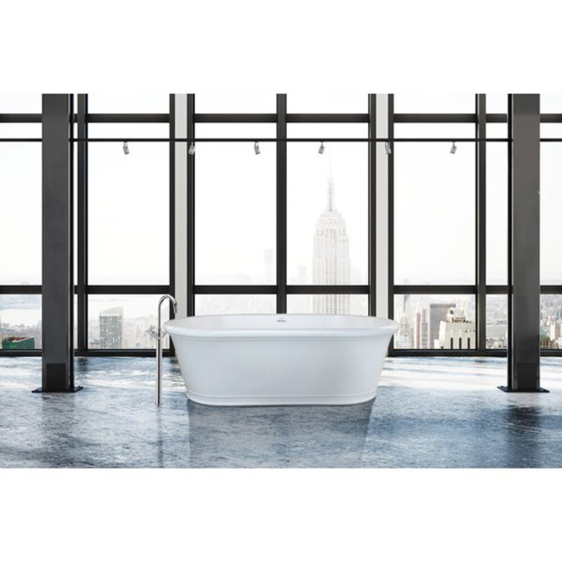 Tribeca 67.5'' L Freestanding Soaking Bathtub, Matte White, Polished Nickel