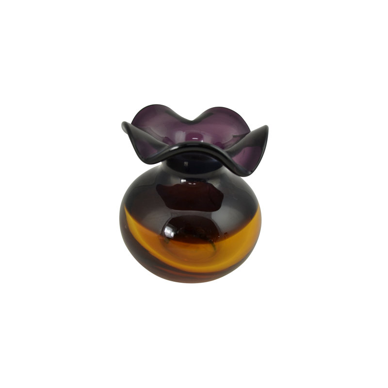 5" Purple and Amber Glass Vase