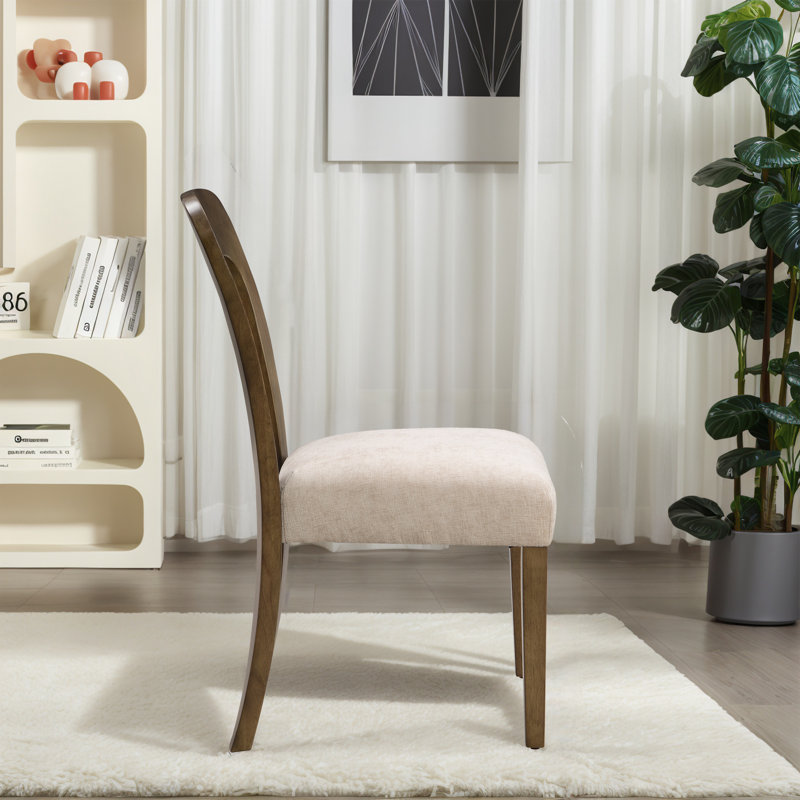 Ensemble de 2 chaises de salle à manger rembourrées, Beige, Brun