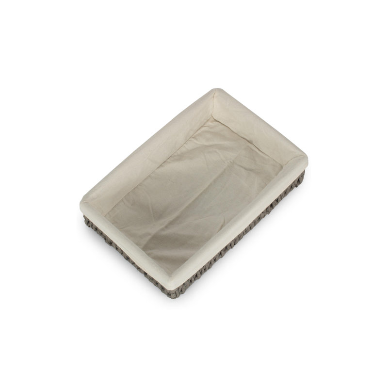 Lily Manor Wicker Storage Tray Basket with Lining, 7cm H x 32cm W x 21cm D