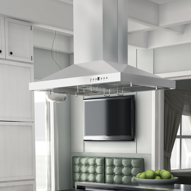 Hotte pour îlot de cuisine 48 po avec souffleur à télécommande simple en acier inoxydable (GL2i-RS-48-400)