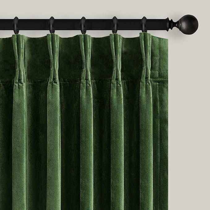 YZ Home Velvet Blackout Curtains 2 Panels Set,Luxury Elegant Pinch Pleated Drapes for Bedroom, Decorative Thermal Insulated Back Tab Window Panels