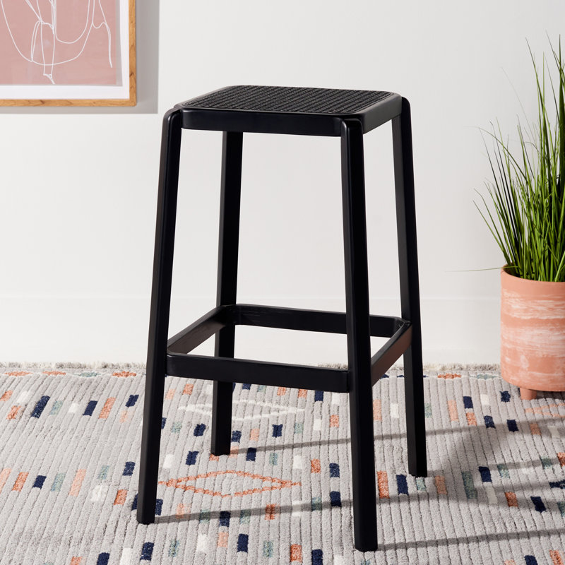 Bluebelle Counter Stool with Solid Wood Frame, Black, Bar Stool (29.53" Seat Height)