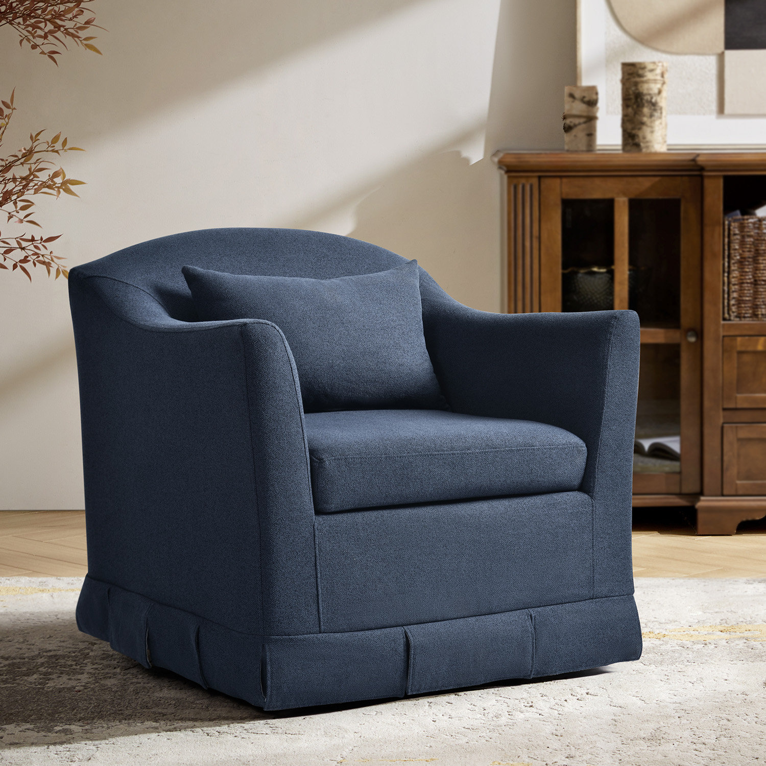 Mcgee Swivel Chair, Navy Polyester