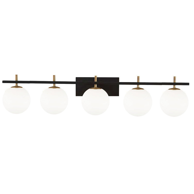 Blynda 5 Light Dimmable Vanity Light, Matte Black/Aged Brass