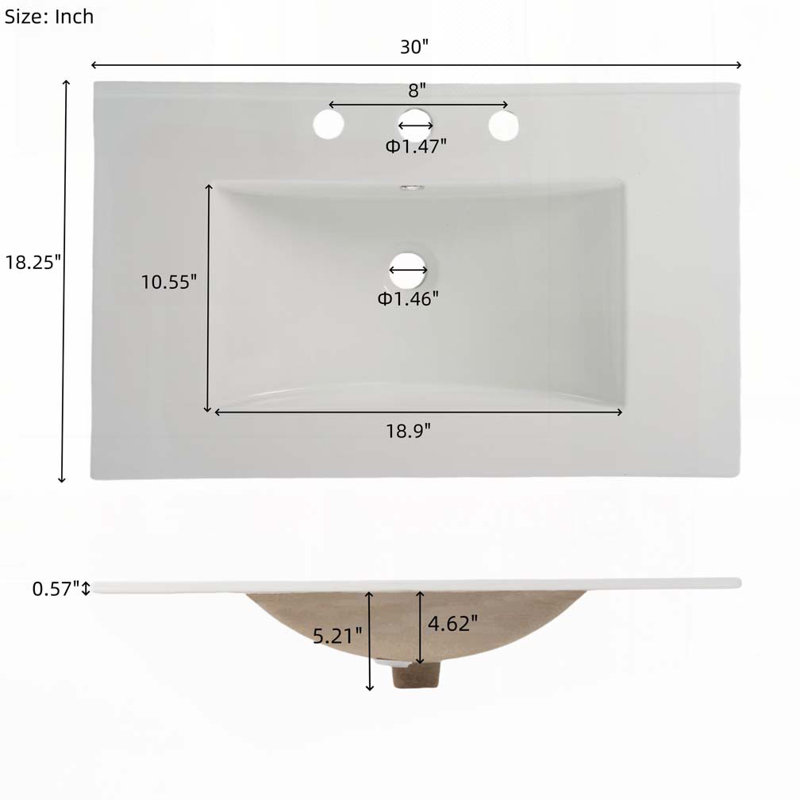 Bathroom Vanity with Ceramic Sink, White