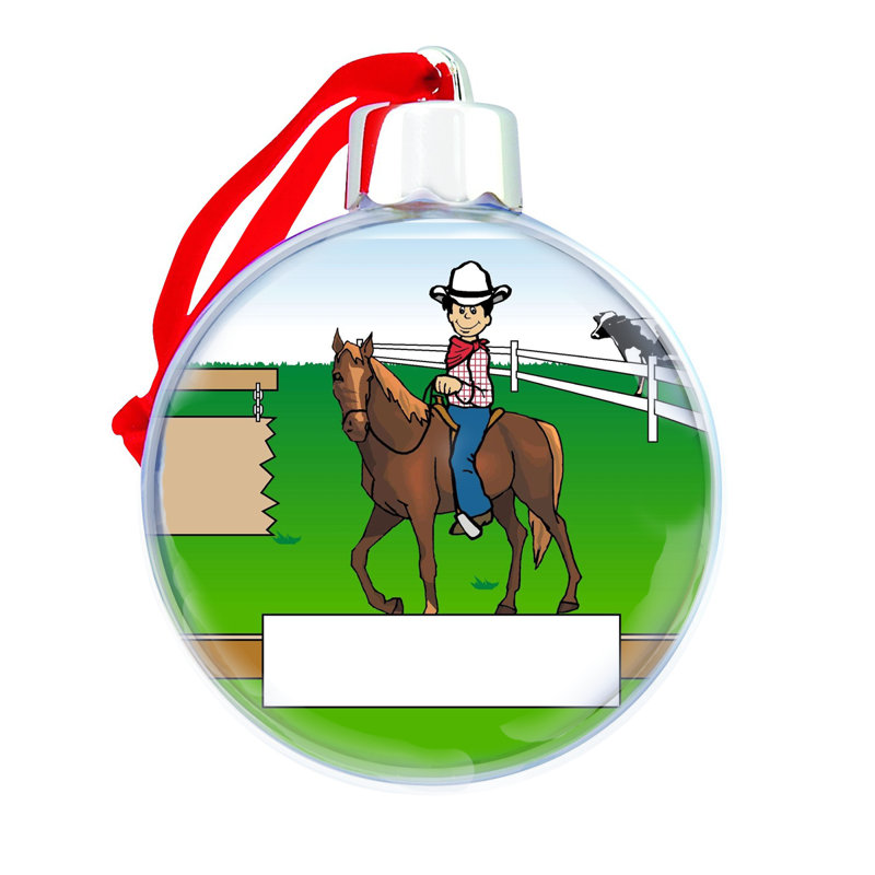 Ornement en forme d'ampoule de Noël personnalisé Cowboy, Oui