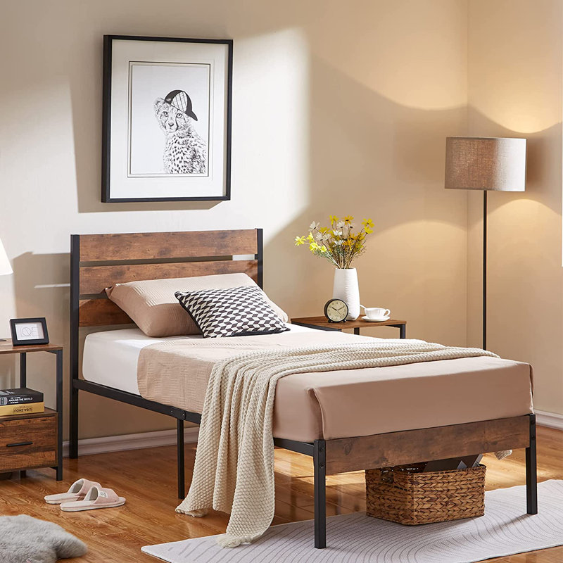 Structure de lit avec tête de lit, lit plateforme tapissier sans sommier tapissier, Lit double