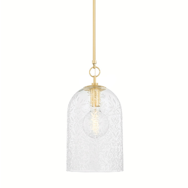 BELLEVILLE 1 LIGHT PENDANT, Aged Brass, 29.25" H x 10" W x 10" D