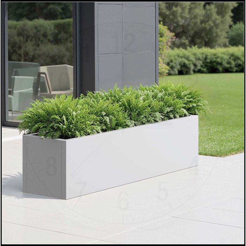 Grande jardinière rectangulaire en métal 36 * 10 * 10 pouces, Blanc