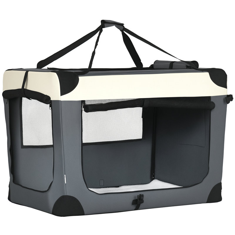 Collapsible Pet Carrier with 3 Doors, 65cm H x 91cm W x 63cm D, Grey