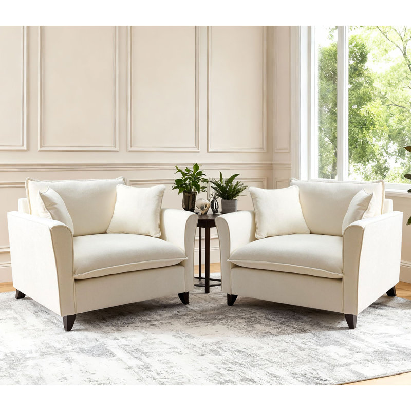 47'' W Oversized Armchair Deep Seat Single Sofa Accent Chair With Waist Pillow(Set Of 2), Beige