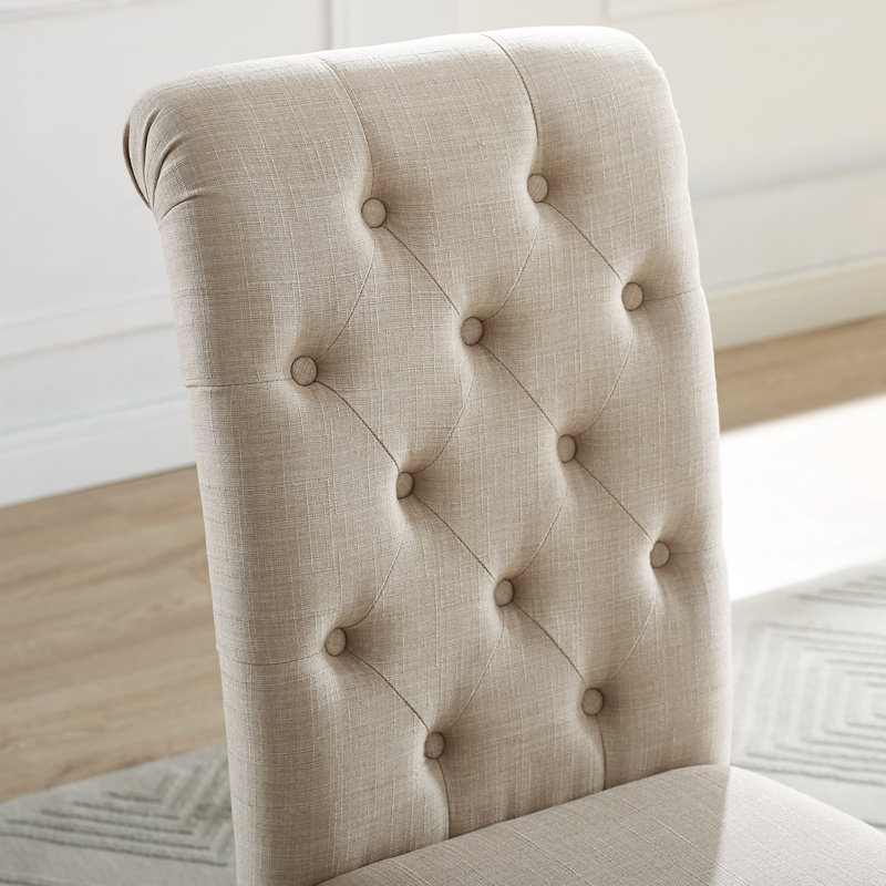 Applegate Solid Wood Tufted Asons Dining Chair, Tan