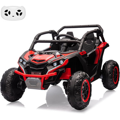 24V 2-Seater Kids Ride-On UTV, 4WD Electric Truck w/ Remote Control, LED Lights, Music, Shock Absorbers, 4×75W Motors