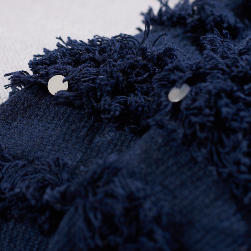 Norlen Hand Woven Throw Blanket, Navy