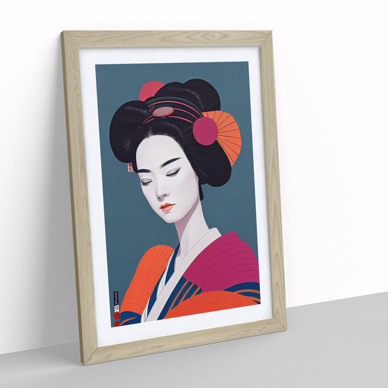 Dazzling Geisha - Single Picture Frame Print, 46cm H x 34cm W x 2cm D, Oak