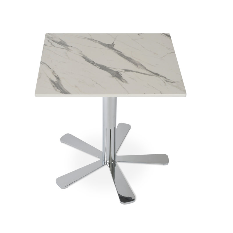 Table carrée compacte en stratifié Daisy, H 29,5 po x L 27 po x l 27 po, Chrome