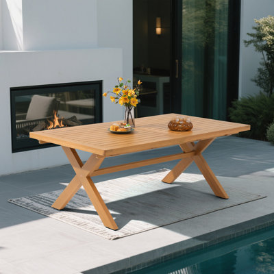 Table de salle à manger d'extérieur en bois extensible