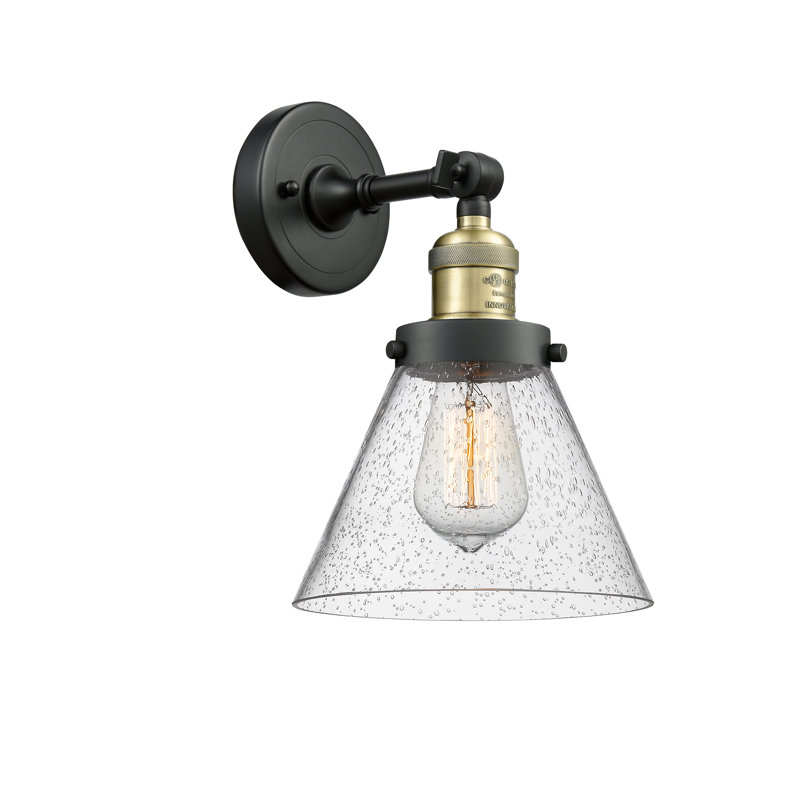 Hardie Glass Semi Flush Mount, Black Antique Brass, Seedy, 13.5" H x 7.75" W x 7.75" D