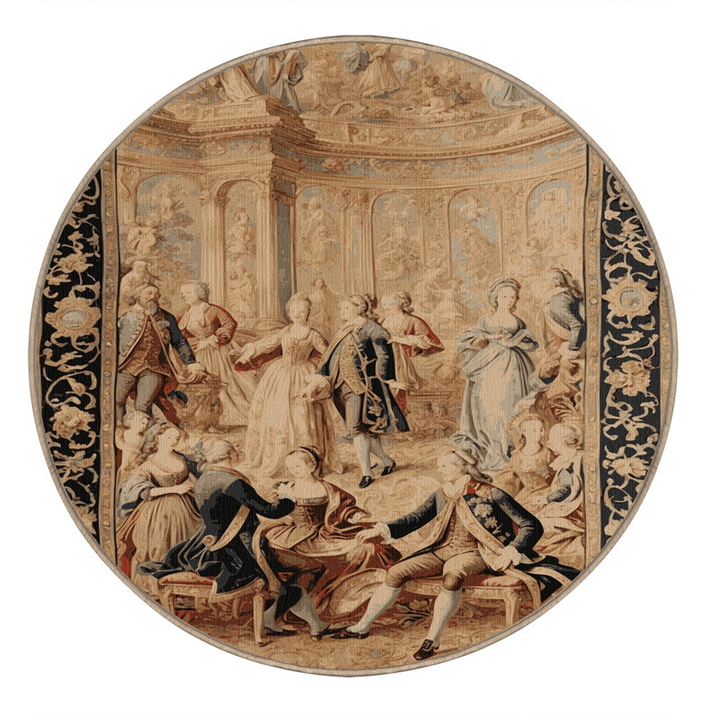 Tapis brun français lavable à la machine, Rond 5 pi